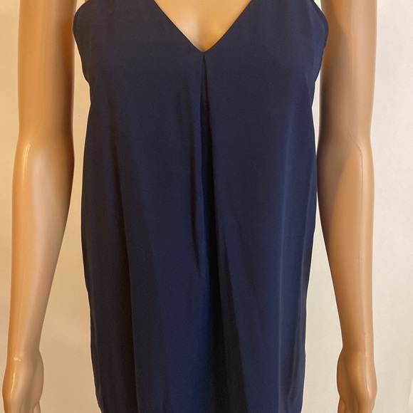 Alice + Olivia Fierra Silk Blend Tank Dress Navy Blue Y-Back Mini Size XS/TP - Picture 6 of 13